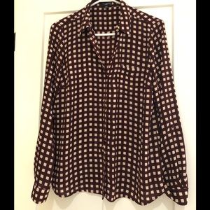 The Limited Maroon/Cream Checked Blouse, Large